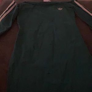 Off the shoulder dark green adidas dress